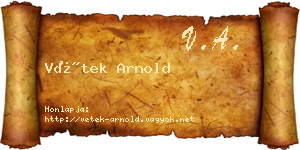 Vétek Arnold névjegykártya